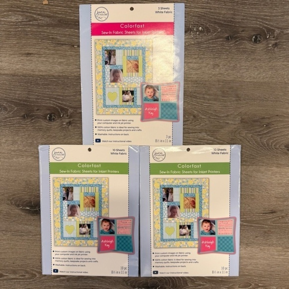 June Tailor Colorfast Sew-In Fabric Sheets for Inkjet Printers.​